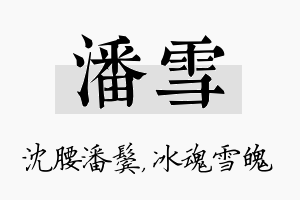 潘雪名字的寓意及含义